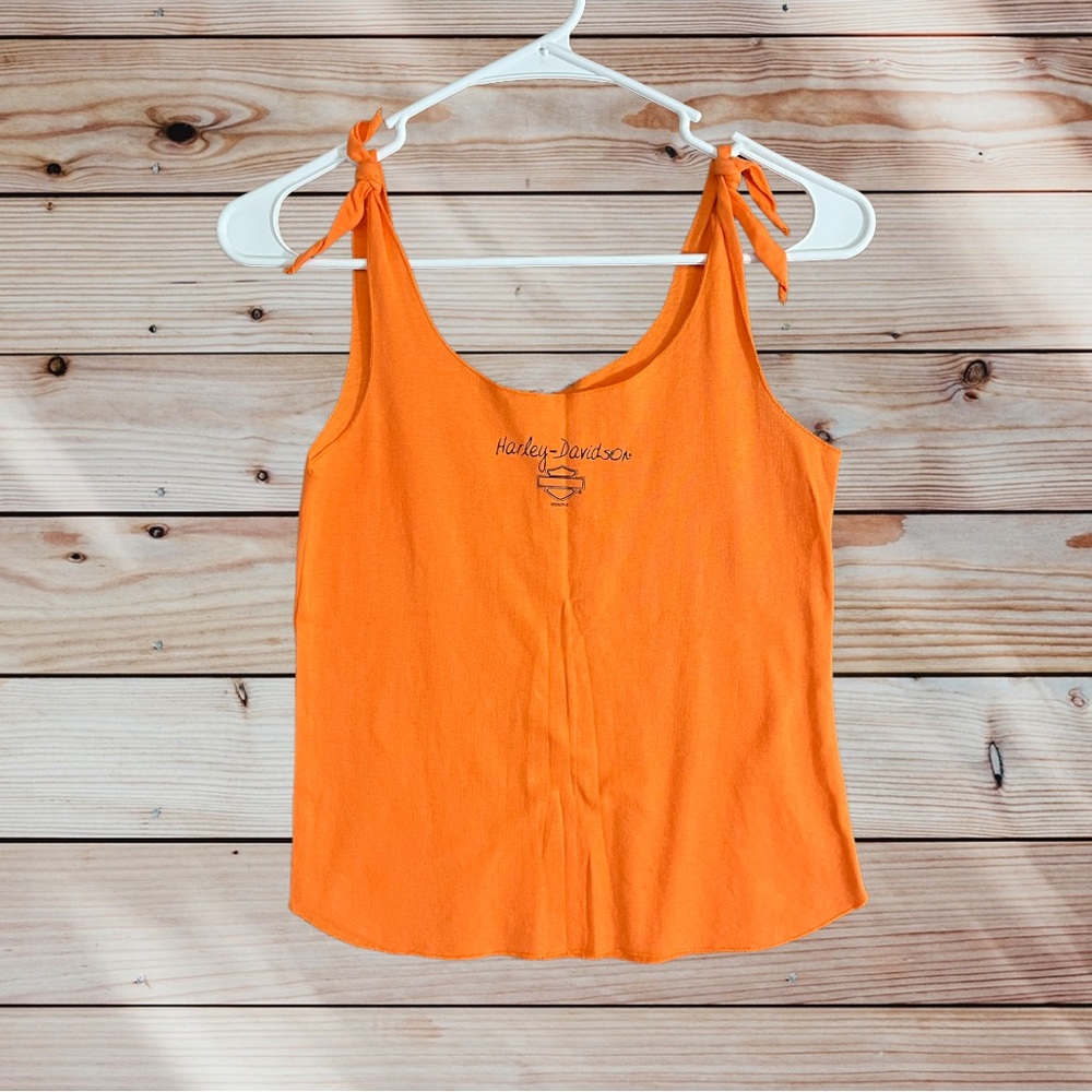 Vintage Y2K Womens Harley Davidson Sturgis Motorcycles Orange Tank Top Small